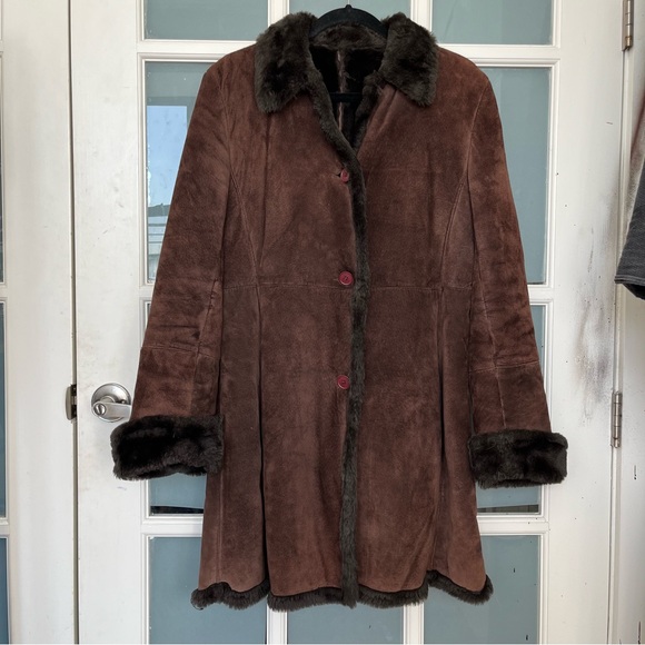 Steve by Searle Real Sheeing Sheepskin Chocolate Brown Coat - Picture 1 of 6